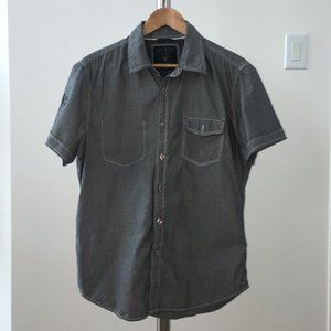 Guess Gray Casual Button Down Short Sleeve Shirt